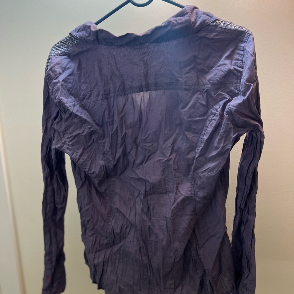Guess Purple Button Down w/ Sequins - image 3